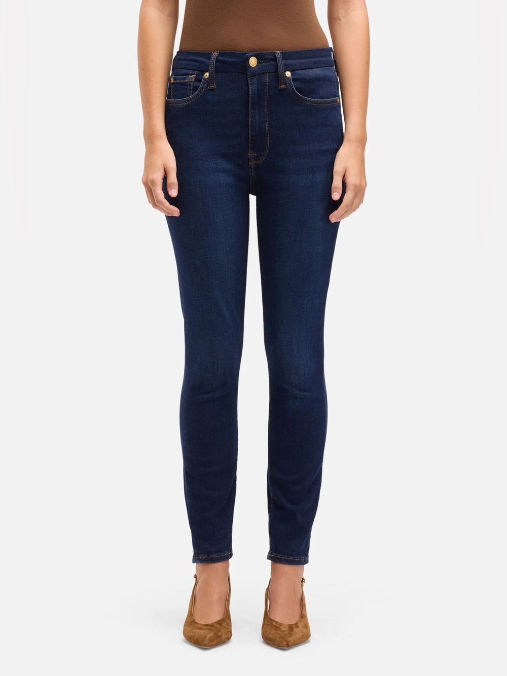 NWT 7 For All Mankind Ultra High Rise Skinny Dark Indigo Skinny Jeans Sz 24
